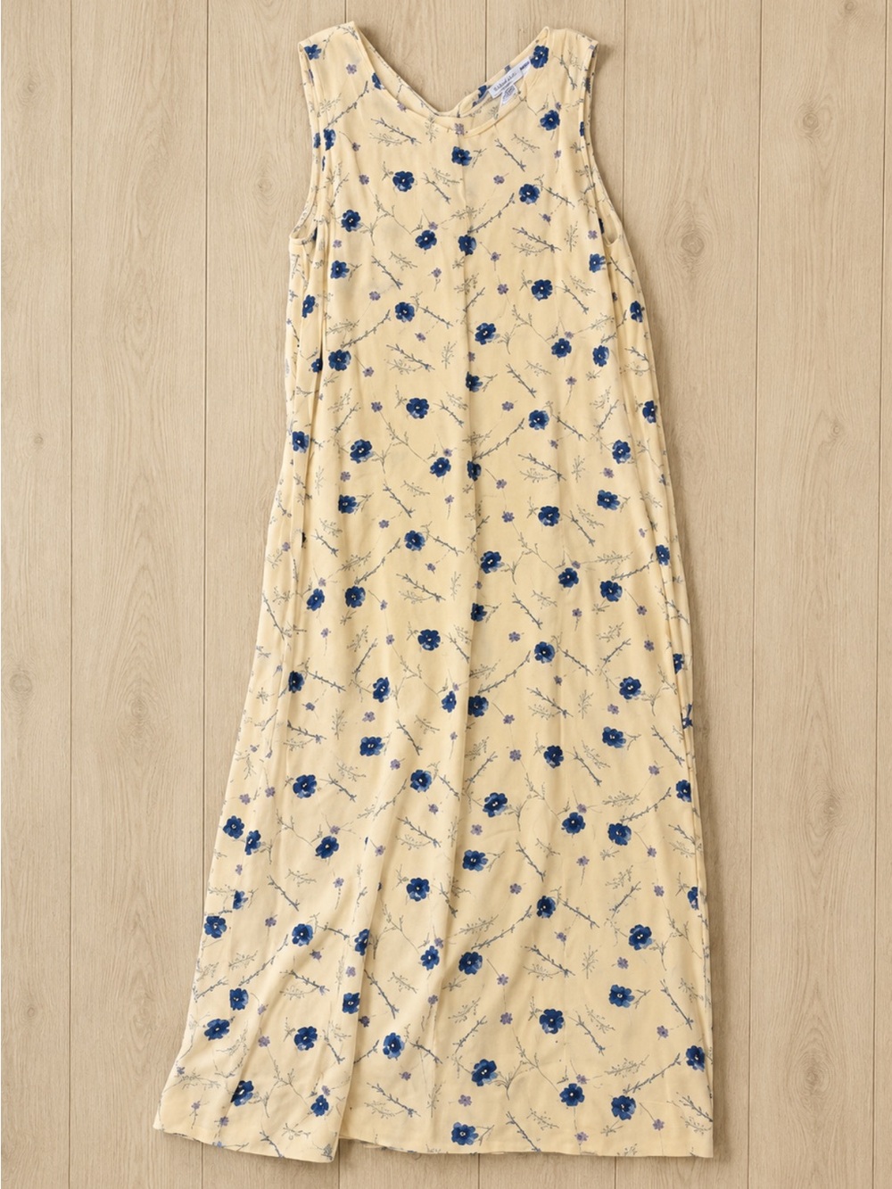 VINTAGE 90s Studio Ease Yellow Blue Floral Dress